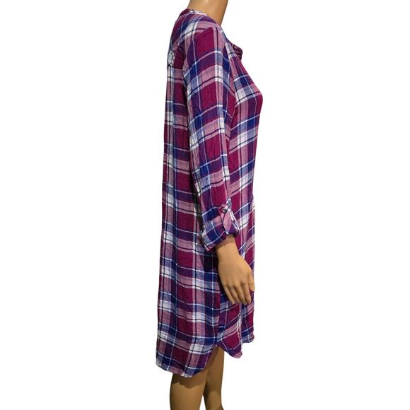 Max Jeans Button Down Flannel Shirt Dress with Pockets Large - Picture 4 of 7